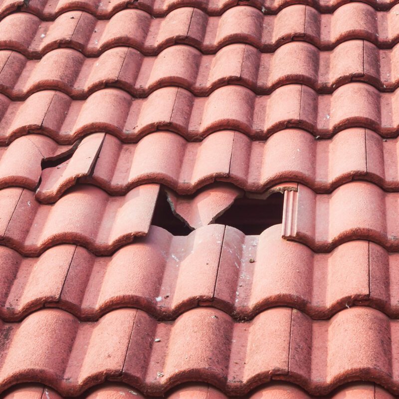 broken tiled roof